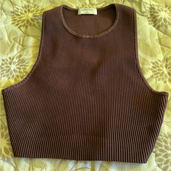 Aritzia babaton Brown Ribbed Women's Crop Top - Picture 3 of 3